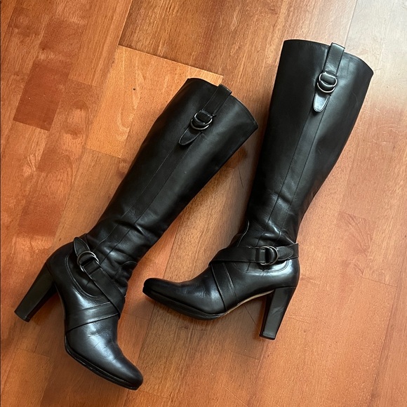 nike air Shoes - Black Leather Knee-High Boots